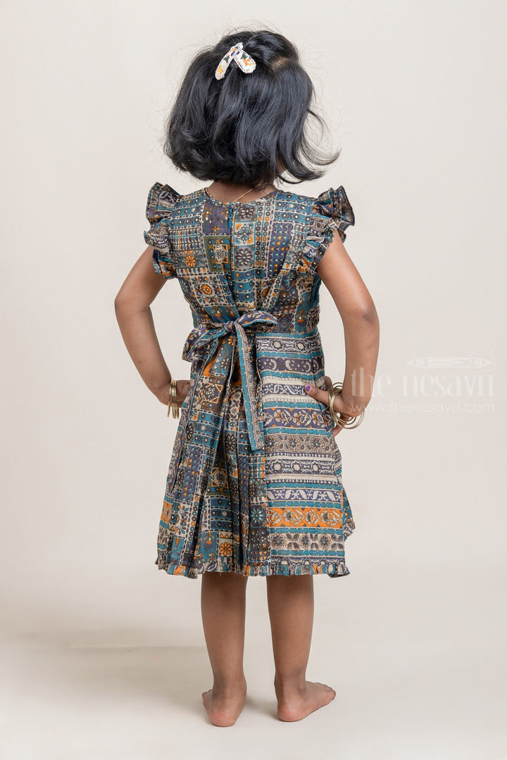 The Nesavu Baby Cotton Frocks Pretty Multi-colored Floral Printed Casual Cotton Frock For Girls Nesavu Floral Design Embroidered Frock For Girls | Girls Frock Dress | The Nesavu