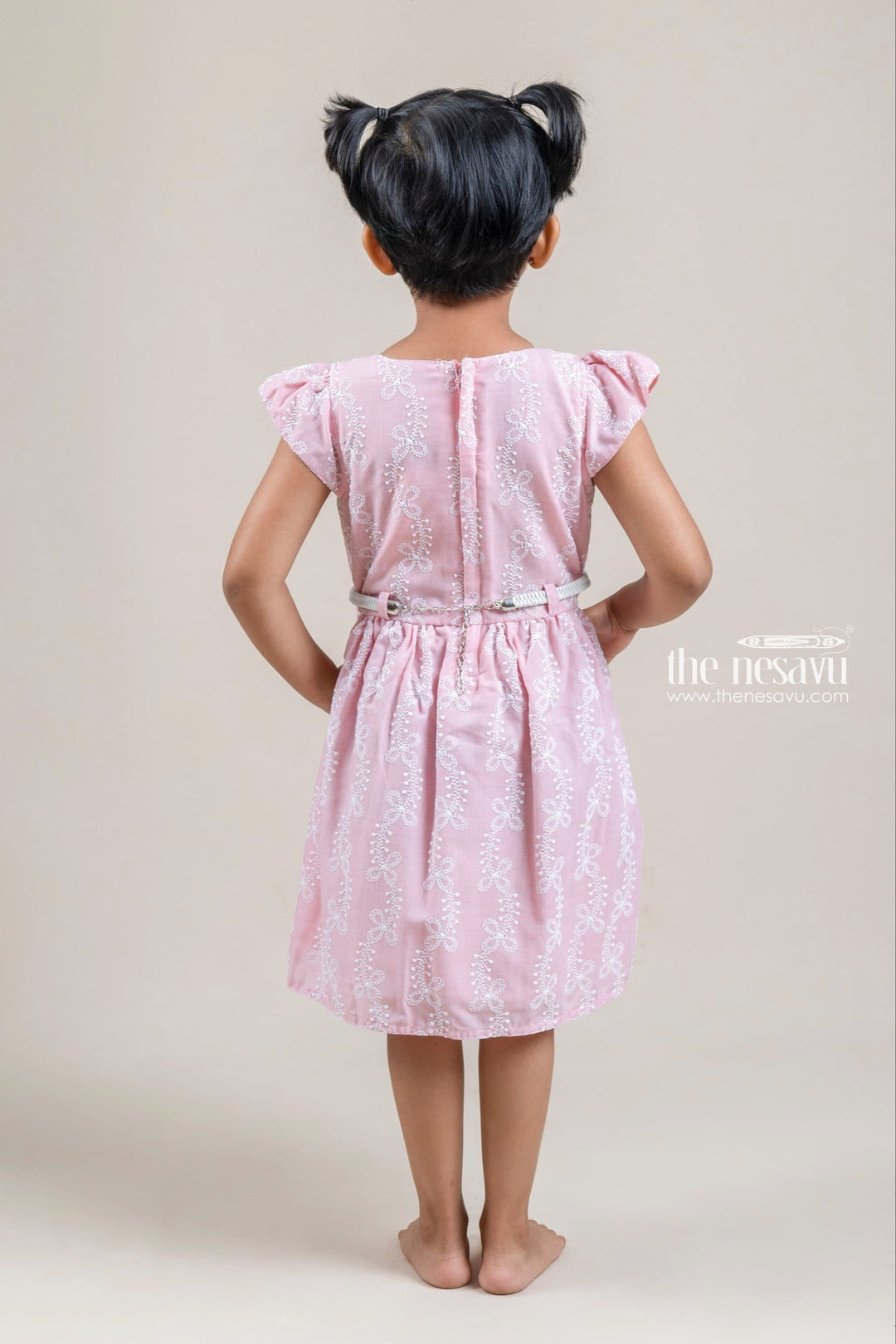 The Nesavu Baby Cotton Frocks Pretty Pink Floral Embroidered Baby Cotton Frock With Designer Belt Nesavu Latest Frock Gown For Baby Girls | Pink Frock Collection | The Nesavu