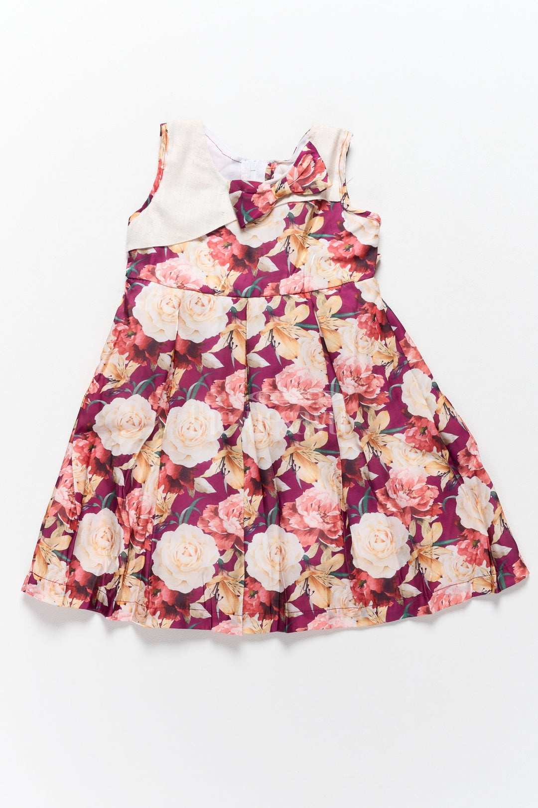 The Nesavu Girls Fancy Frock Princess-Inspired Girls Georgette Frock with Floral Motifs and Decorative Bow Nesavu 20 (3Y) / Multicolor GFC1541A-20 Nesavu Princess Style Girls Georgette Frock Floral Motifs Chic Bow