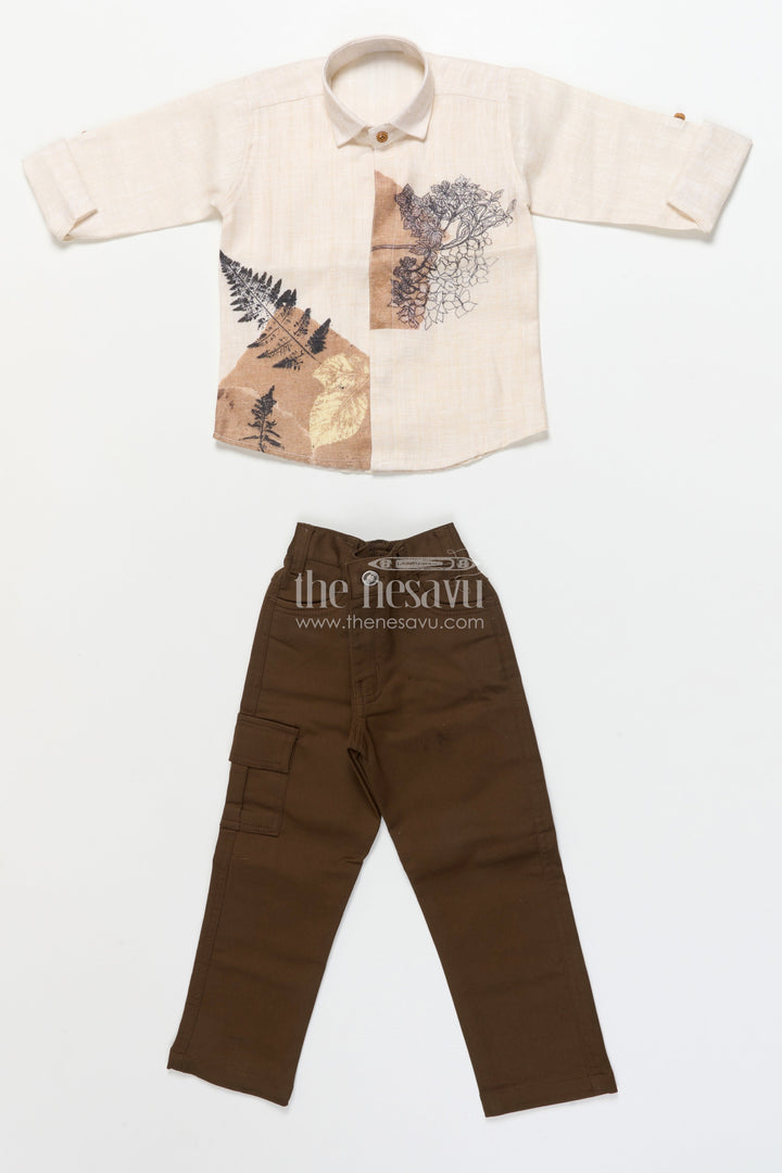 The Nesavu Boys Casual Set Printed Cotton Blazer Set for Toddler Boys for Birthday and Play Events Nesavu Nesavu boys cotton printed blazer set cargo pants birthdays outdoor events