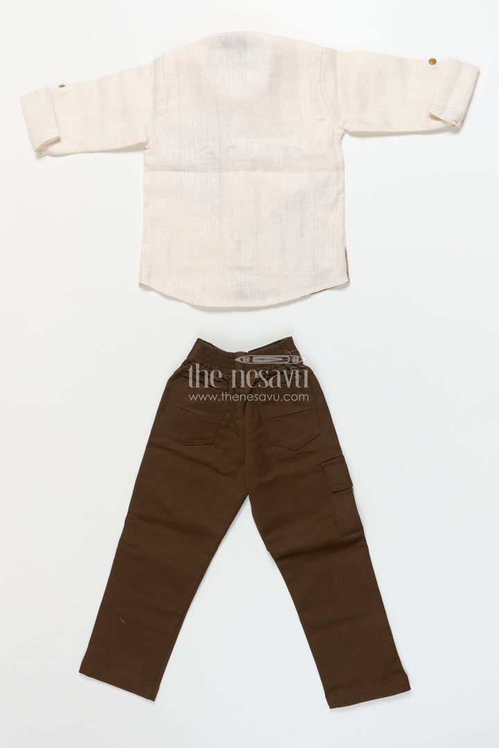 The Nesavu Boys Casual Set Printed Cotton Blazer Set for Toddler Boys for Birthday and Play Events Nesavu Nesavu boys cotton printed blazer set cargo pants birthdays outdoor events