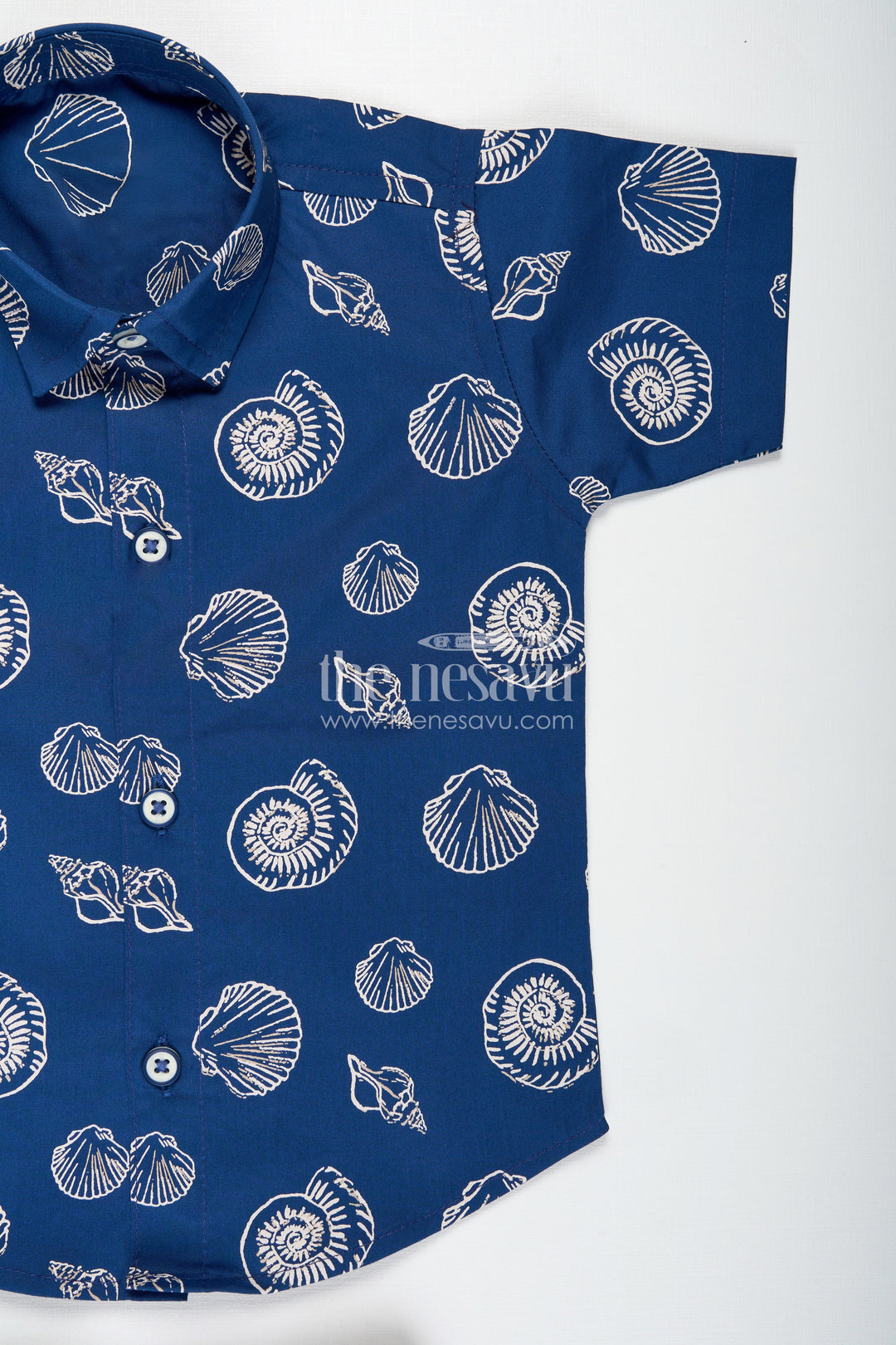 The Nesavu Boys Casual Set Printed Cotton Dress Set for Baby Boys with Shorts Nesavu Nesavu Baby Boy Soft Cotton Printed Set Blue Coordinated Shirt Shorts Stylish Everyday Wear