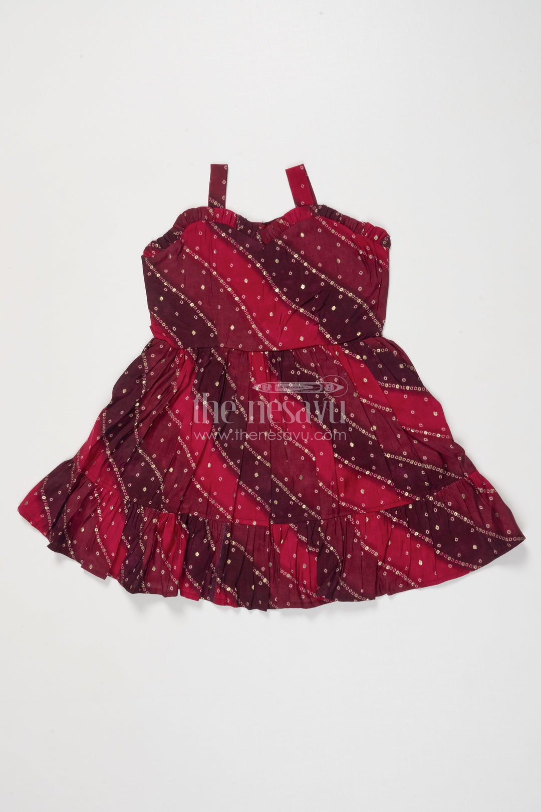 The Nesavu Girls Cotton Frock Printed Frock for Baby Girls with Strappy Shoulders for Twirling Fun Nesavu 18 (2Y) / Pink GFC2023A-18 Nesavu baby girl printed frock in viscose with festive flared silhouette and comfy straps