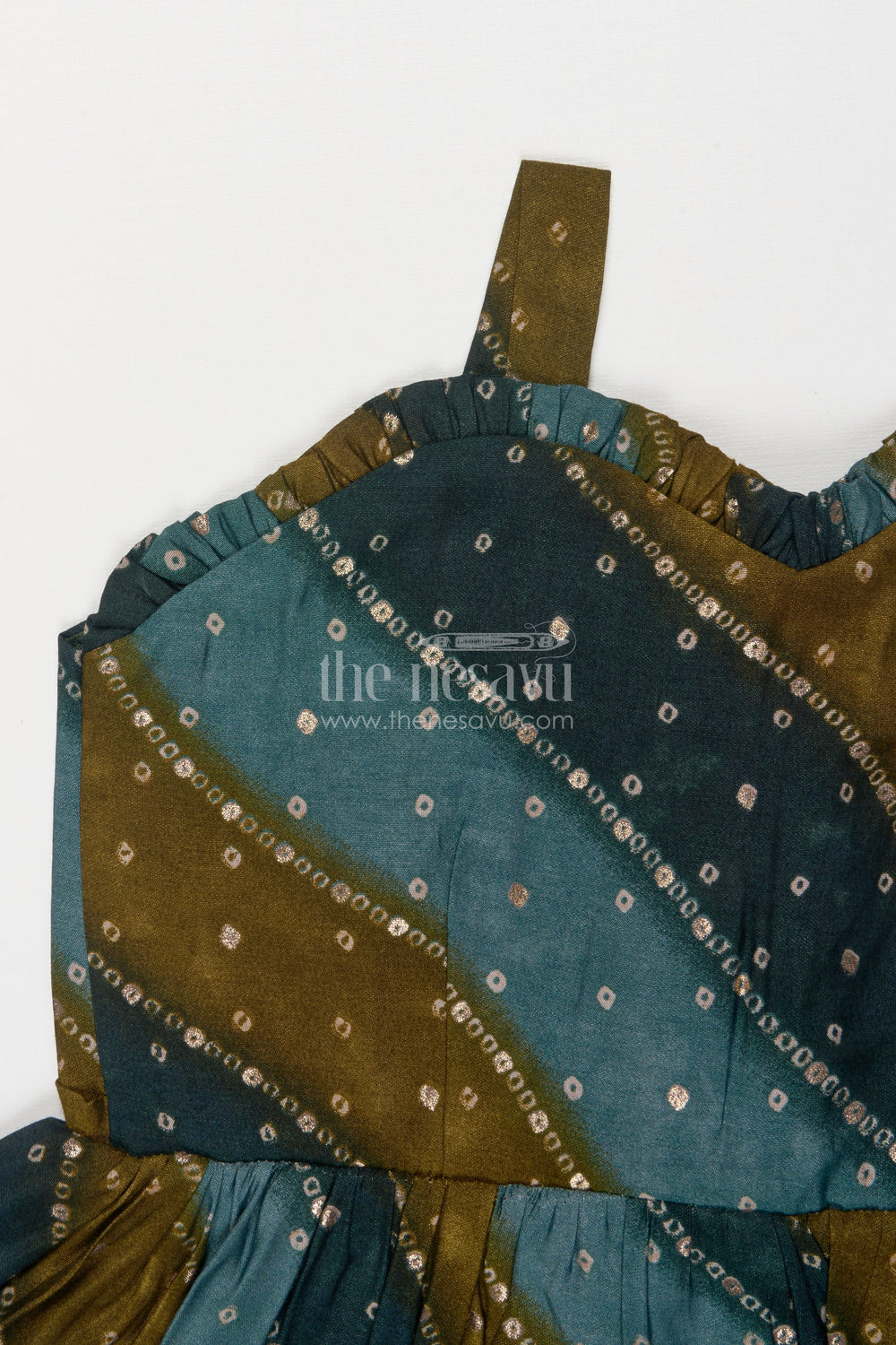 The Nesavu Girls Cotton Frock Printed Frock for Toddler Girls with Straps and Festive Flair Nesavu Nesavu printed viscose frock for toddler girls with flared silhouette and ethnic charm