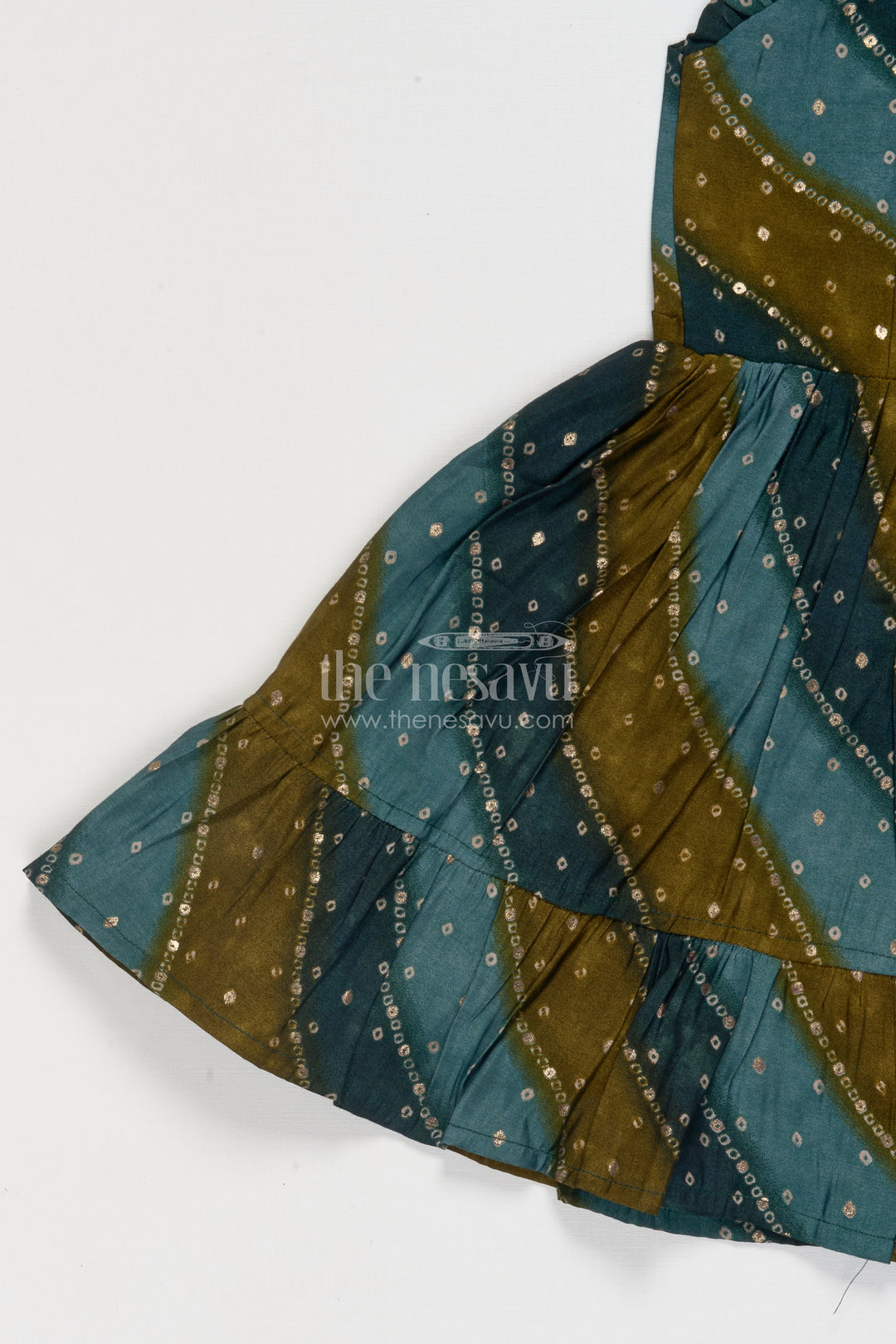 The Nesavu Girls Cotton Frock Printed Frock for Toddler Girls with Straps and Festive Flair Nesavu Nesavu printed viscose frock for toddler girls with flared silhouette and ethnic charm