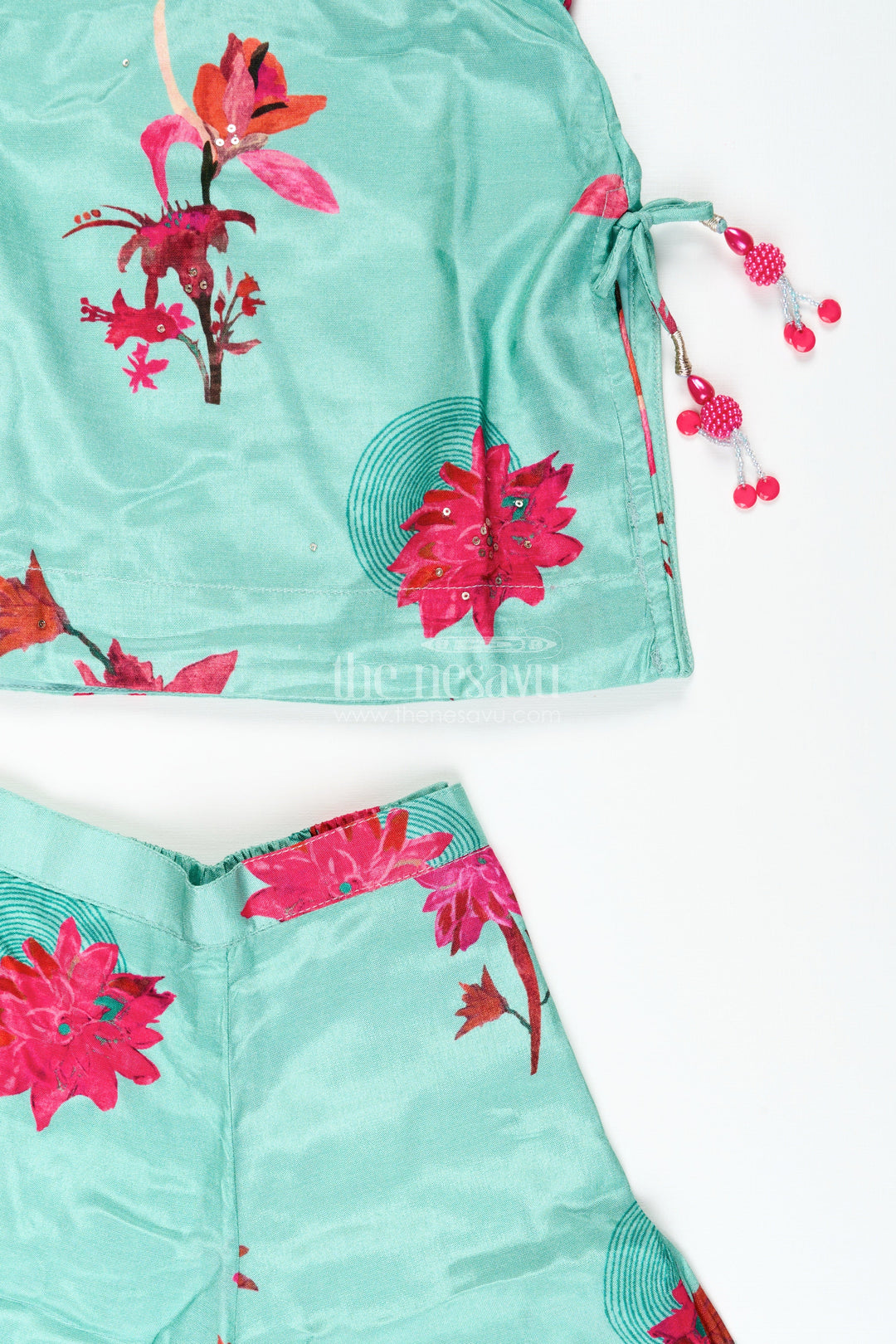 The Nesavu Girls Sharara / Plazo Set Printed Muslin Plazo Set for Girls Ideal for Casual Festive Wear Nesavu Nesavu girls floral printed muslin plazo set  ideal casual ethnic outings festive moments