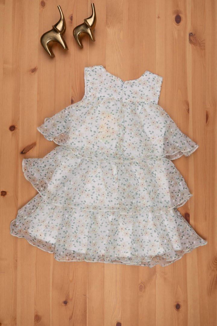 The Nesavu Baby Frock / Jhabla Pristine White Floral Triple Layer Infant Dress Nesavu Baby wear collections | Premium baby Frocks | The Nesavu