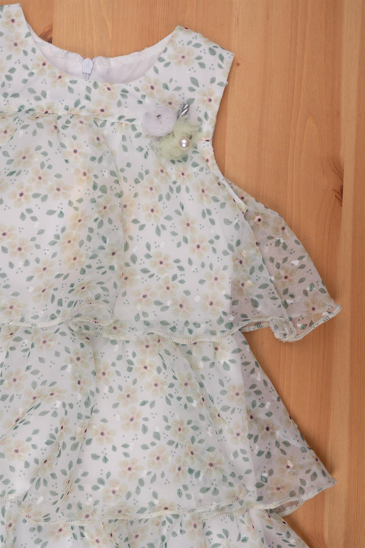 The Nesavu Baby Frock / Jhabla Pristine White Floral Triple Layer Infant Dress Nesavu Baby wear collections | Premium baby Frocks | The Nesavu