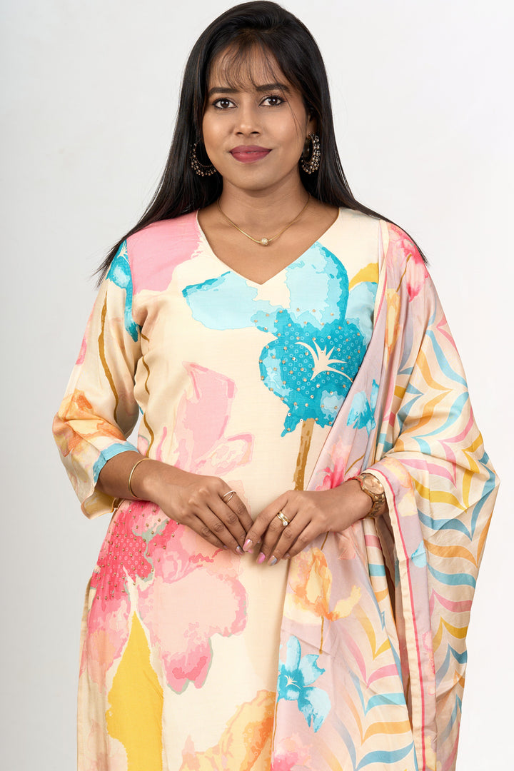 The Nesavu Womens Straight Suit Sets Pure Cotton Kurta Sets with Dupatta in Multicolor Prints for Women’s Comfortable Wear Nesavu Nesavu Pure Cotton Multicolor Kurta Sets Printed Dupatta Womens Comfortable Summer Wear