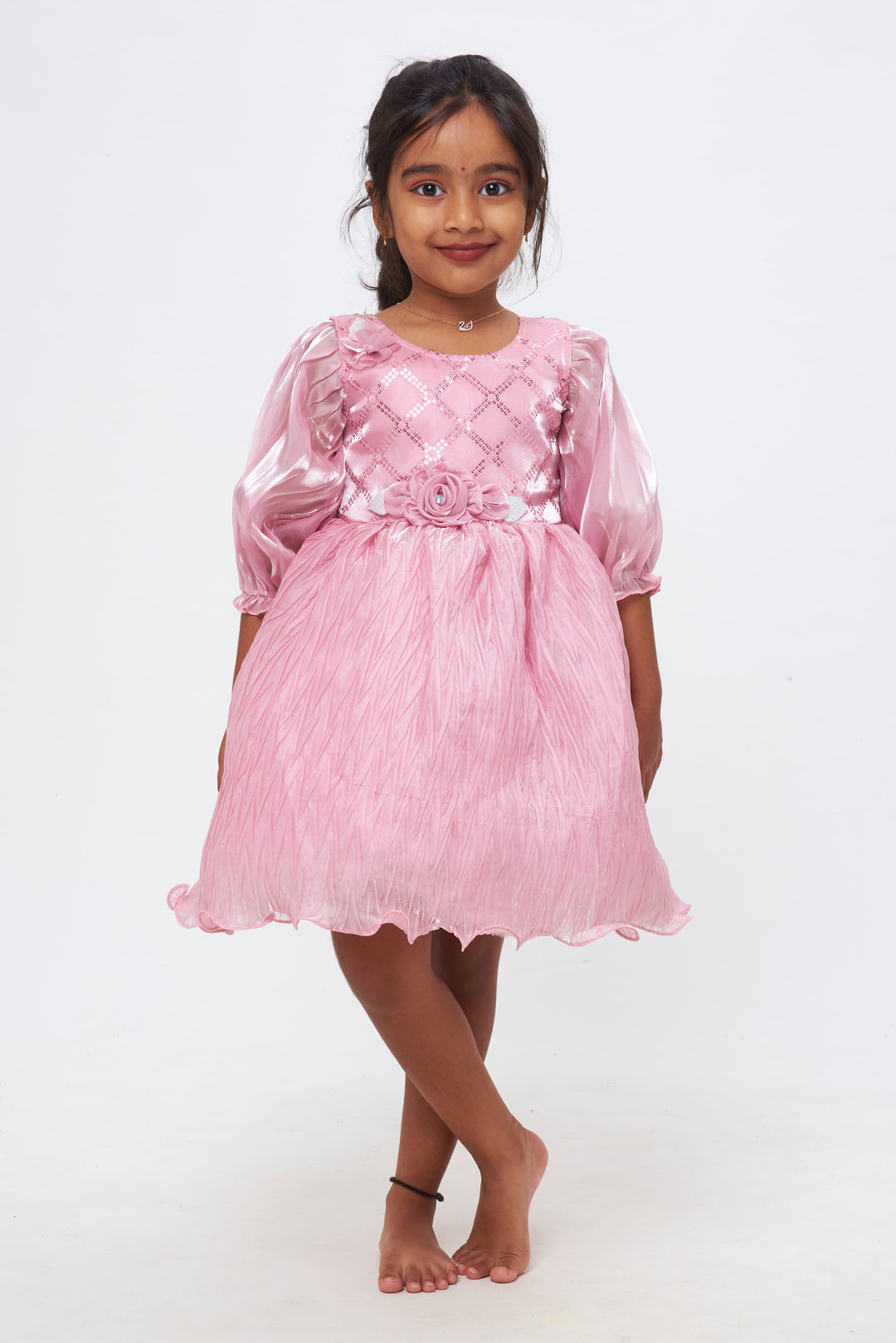 The Nesavu Girls Fancy Party Frock Purple Dreams: Girls Enchanting Lilac Dress with Floral Embellishments Nesavu 16 (1Y) / Purple / Satin Organza PF158A-16 Celebrate in Style | Exquisite Party Frocks for Young Divas | The Nesavu