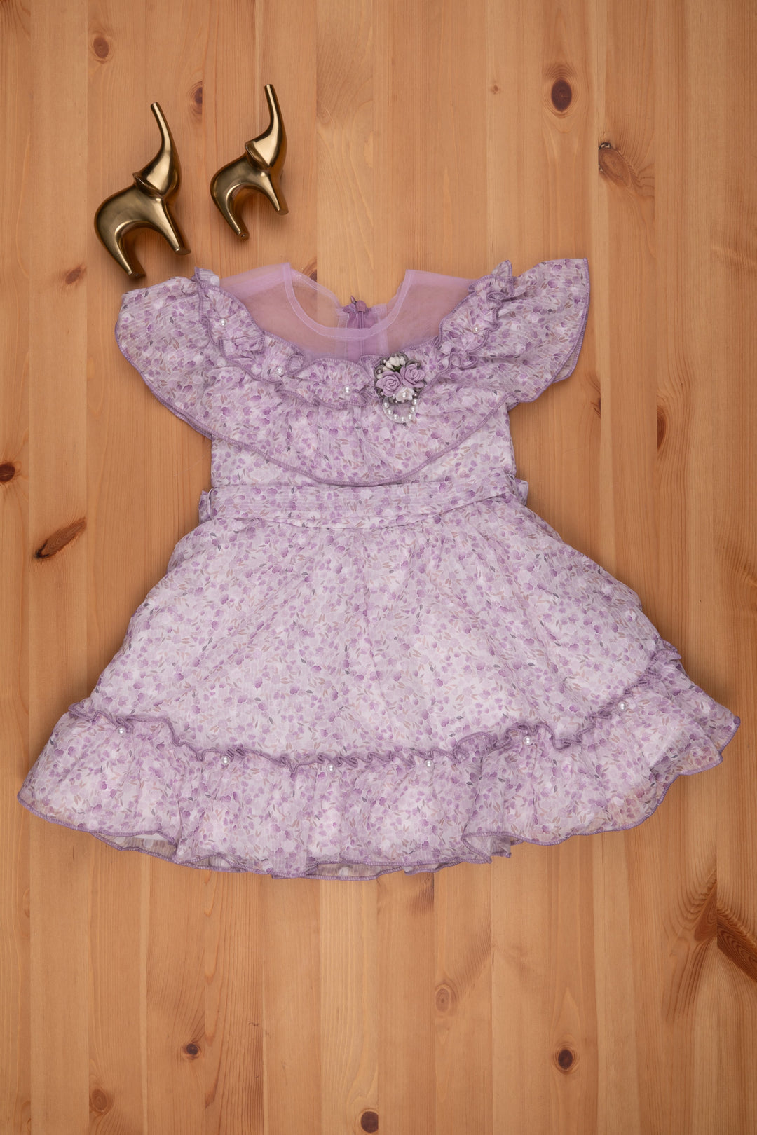 The Nesavu Baby Frock / Jhabla Purple Floral Elegance in Layered Flared Dress for Babies Nesavu Baby Girls Daily Wear Frock | Purple Frock For Baby Girls | The Nesavu