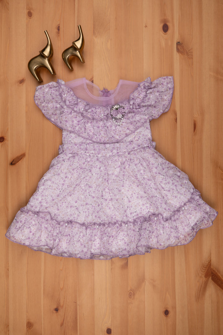 The Nesavu Baby Frock / Jhabla Purple Floral Elegance in Layered Flared Dress for Babies Nesavu Baby Girls Daily Wear Frock | Purple Frock For Baby Girls | The Nesavu