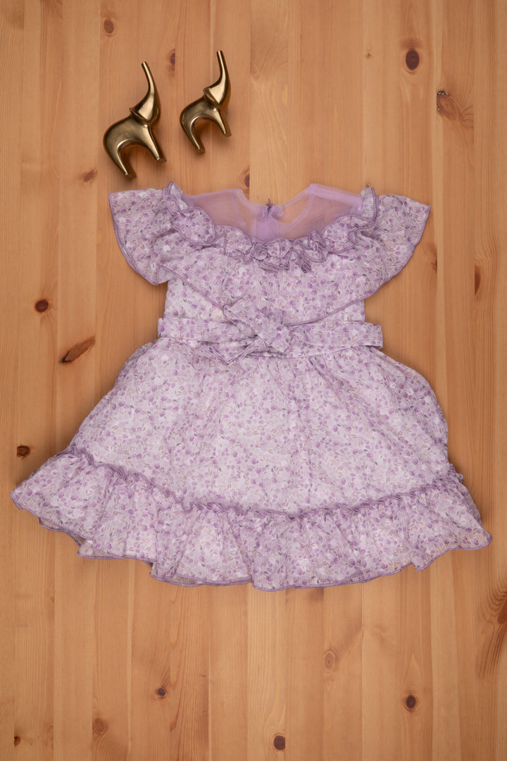 The Nesavu Baby Frock / Jhabla Purple Floral Elegance in Layered Flared Dress for Babies Nesavu Baby Girls Daily Wear Frock | Purple Frock For Baby Girls | The Nesavu