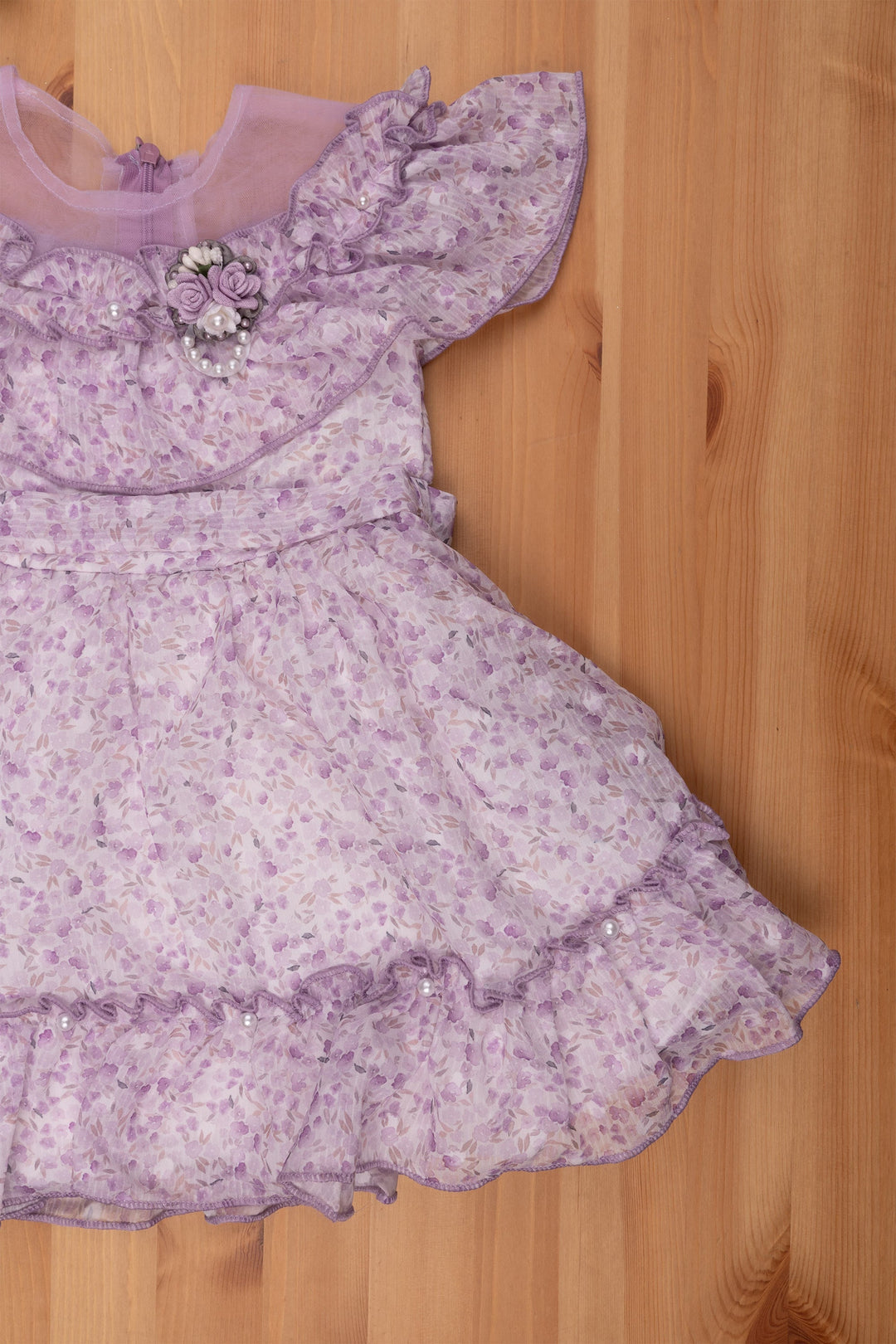 The Nesavu Baby Frock / Jhabla Purple Floral Elegance in Layered Flared Dress for Babies Nesavu Baby Girls Daily Wear Frock | Purple Frock For Baby Girls | The Nesavu