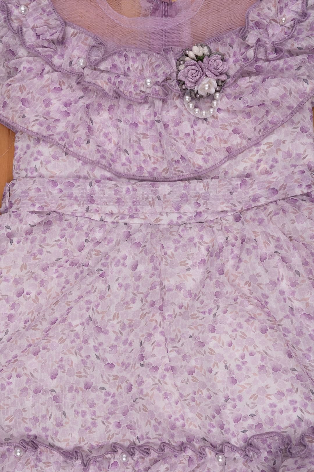 The Nesavu Baby Frock / Jhabla Purple Floral Elegance in Layered Flared Dress for Babies Nesavu Baby Girls Daily Wear Frock | Purple Frock For Baby Girls | The Nesavu