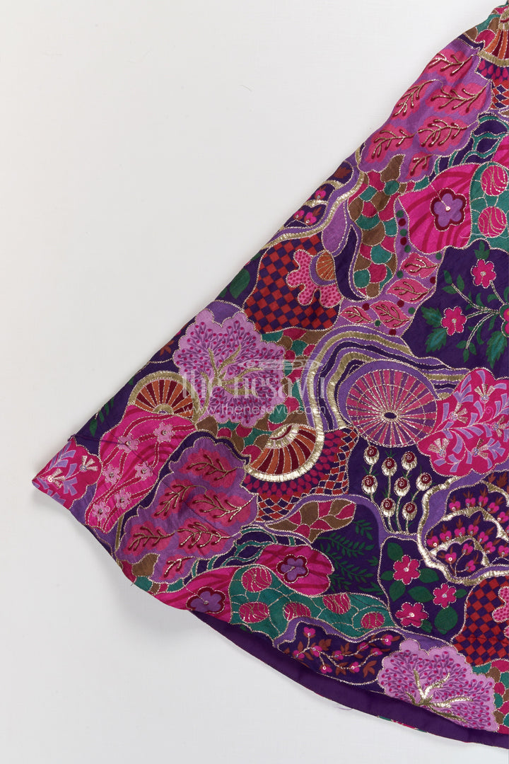 The Nesavu Girls Fancy Lehenga Purple Lehenga for Baby Girls with Designer Yoke for Weddings and Parties Nesavu Nesavu purple baby girl lehenga with digital print and designer yoke – perfect for weddings and festive events