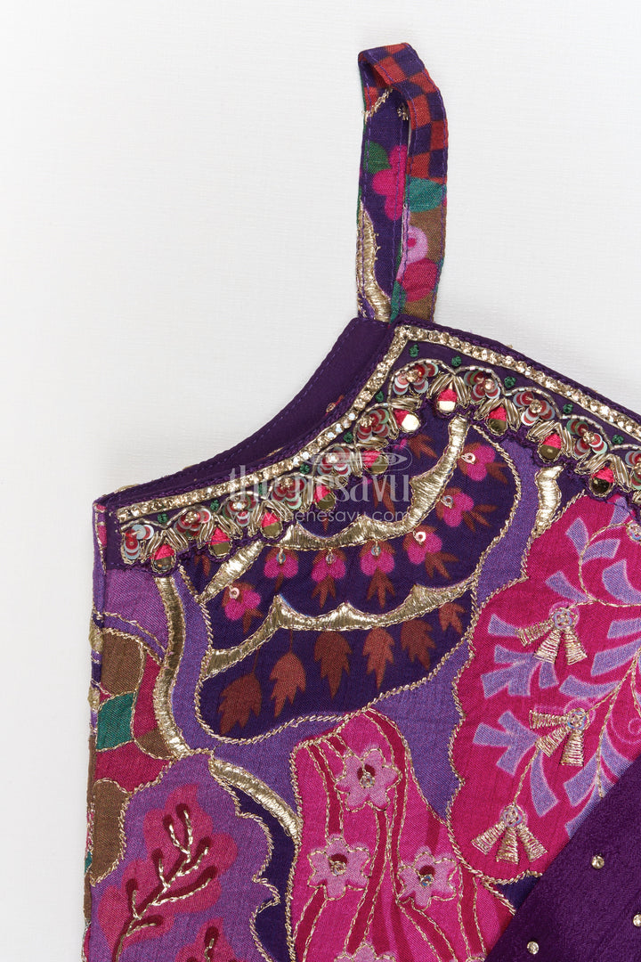 The Nesavu Girls Fancy Lehenga Purple Lehenga for Baby Girls with Designer Yoke for Weddings and Parties Nesavu Nesavu purple baby girl lehenga with digital print and designer yoke – perfect for weddings and festive events