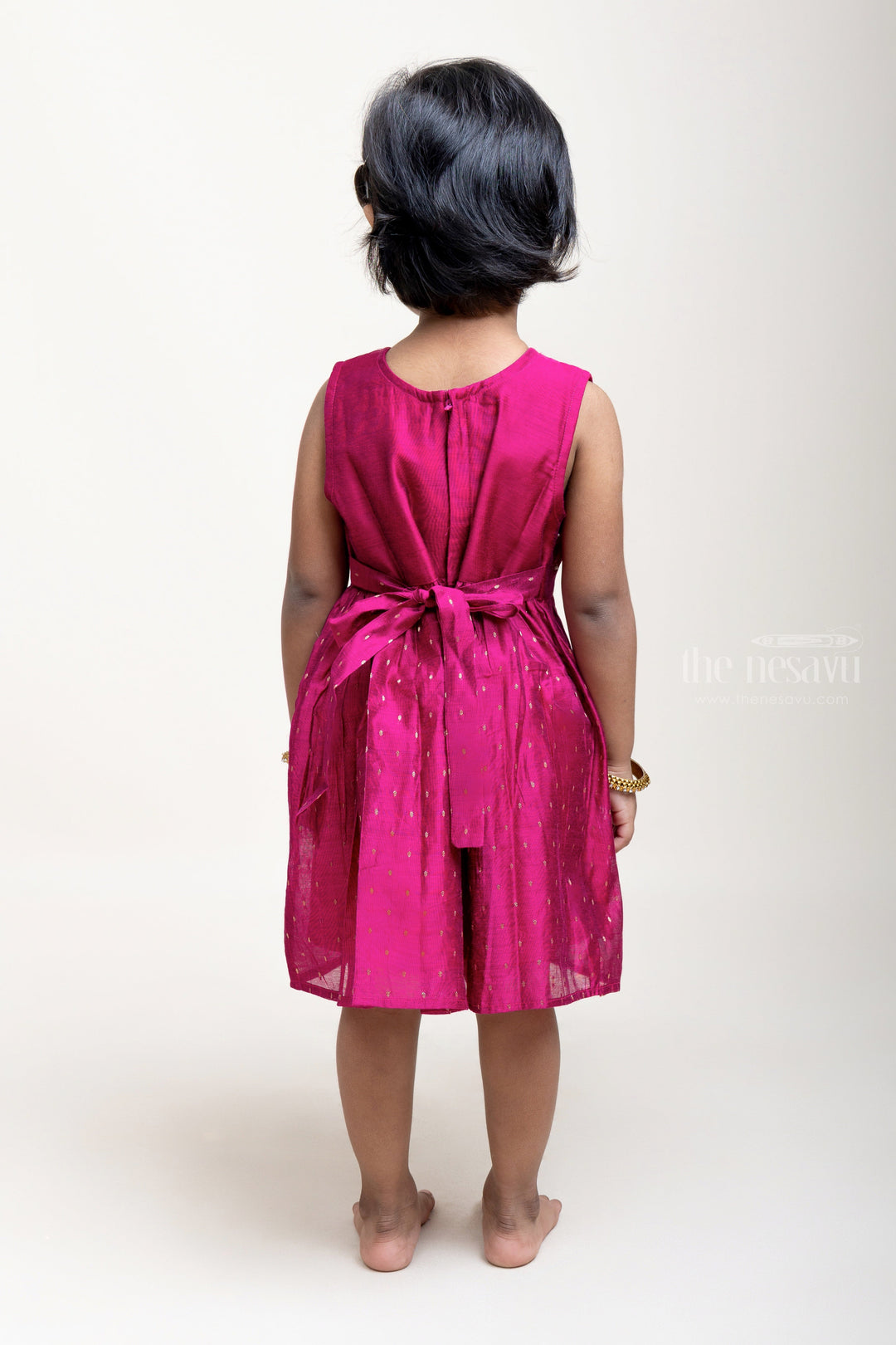 The Nesavu Girls Fancy Frock Purple Neck Embroidered Cotton Frock For Little Girls Nesavu Chinna Pillala Frocks | Cotton Frocks Designs | The Nesavu
