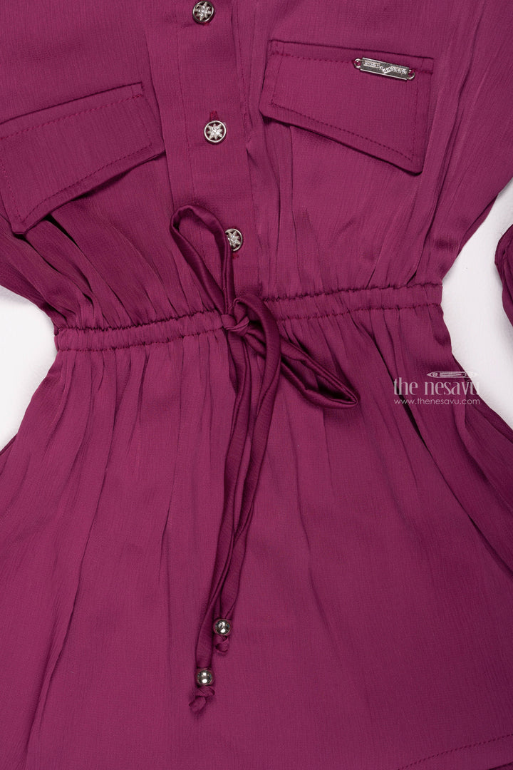 The Nesavu Girls Fancy Frock Purple Passion: Cut-Away Collared Organza Frock for Girls Nesavu Discover Chic Cotton Frocks for Girls | Stylish & Comfortable Designs | The Nesavu