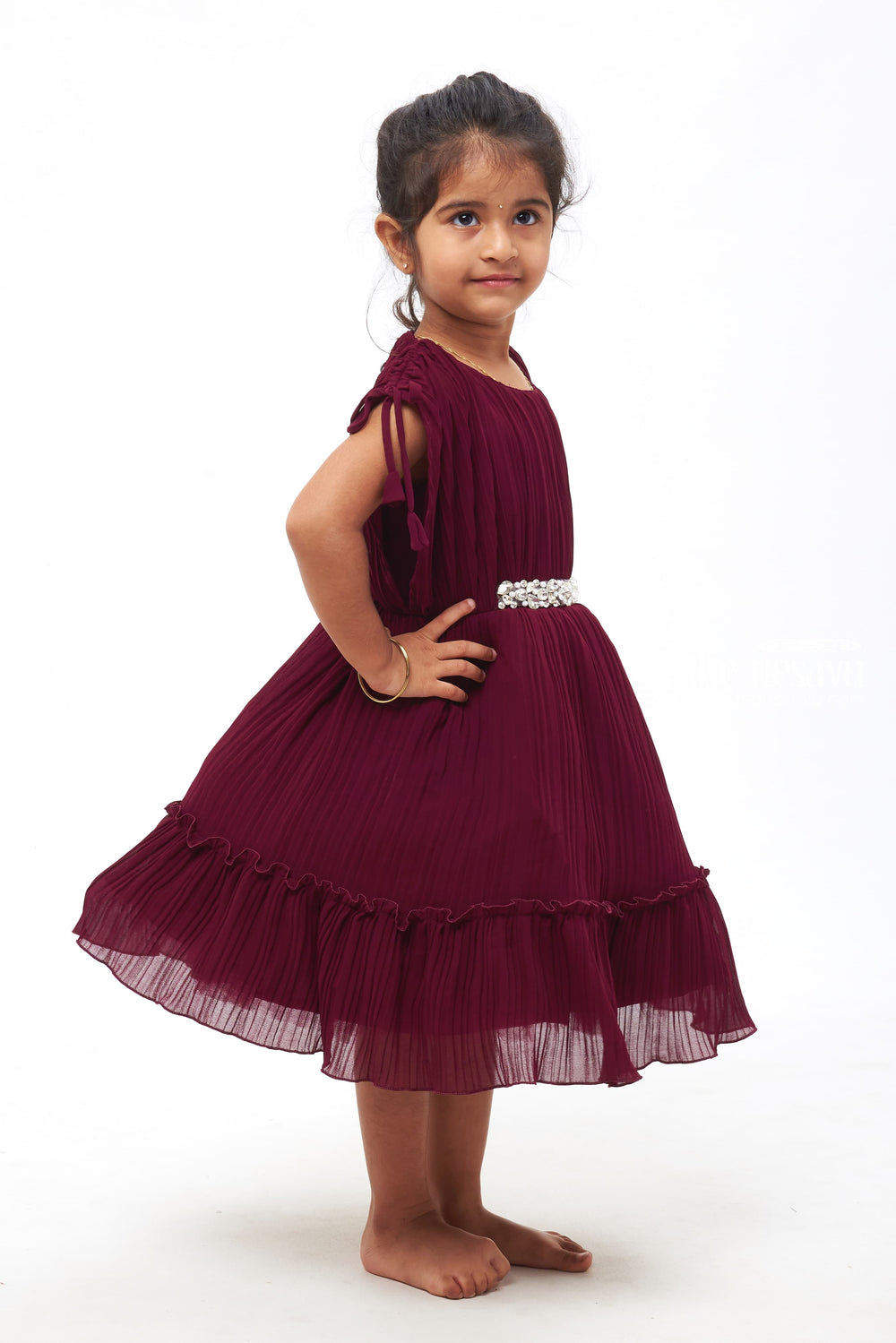 The Nesavu Girls Fancy Party Frock Purple Passion: Girls Flowy Georgette Partywear Frock Nesavu Girls Party Wear Frocks in Vibrant Colors | Style and Comfort | The Nesavu