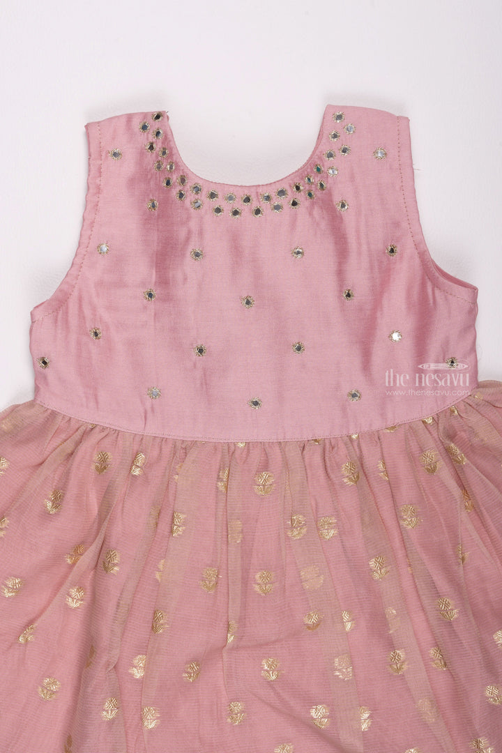 The Nesavu Girls Cotton Frock Purple Passion: Girls Gota Mirror Embroidered Chanderi Frock Nesavu Charming Cotton Frocks: Explore Casual & Designer Dresses for Girls | The Nesavu