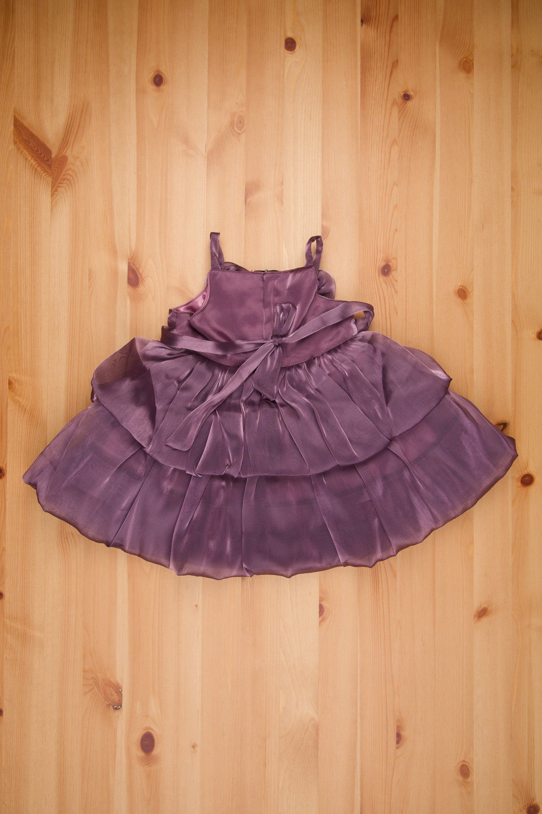 The Nesavu Girls Fancy Party Frock Purple Passion Newborns Two-Layered Shimmer Dress - Strap Shoulders & Rose Details - Mesmerizing Party Frock Nesavu First Birthday Frock Girl | Frock For Girl For Birthday | The Nesavu