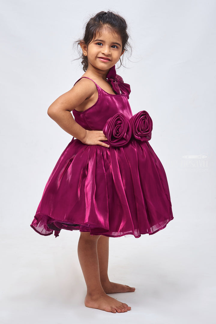 The Nesavu Girls Fancy Party Frock Purple Passion: Stunning Fabric Floral Applique on Organza for a Gorgeous Party Look Nesavu Premium Organza Purple Baby Dresses | Fancy Dresses for Little Girls | The Nesavu