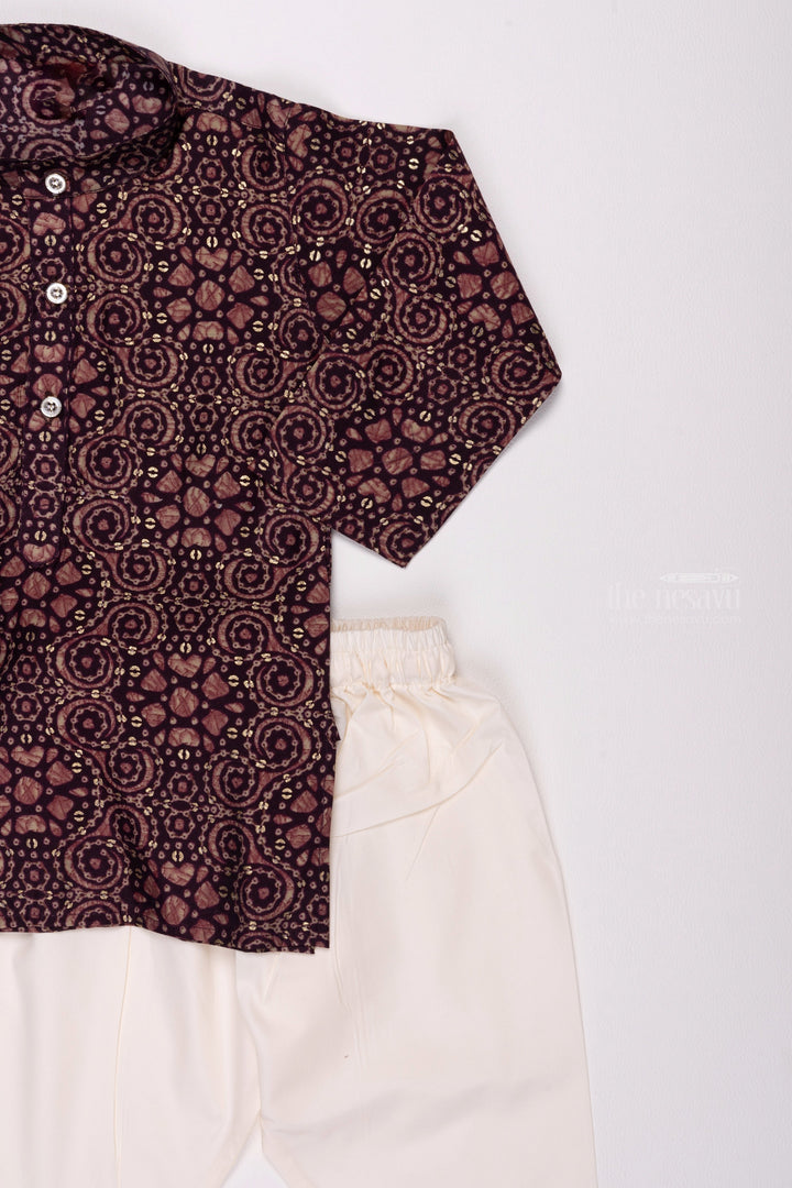 The Nesavu Boys Kurtha Set Purple Perfection: Dazzling Foil Printed Kurta with Tailored Pant Set for Boys Nesavu Boys Kurta with Pant Set | Latest Traditional Indian Clothing | The Nesavu