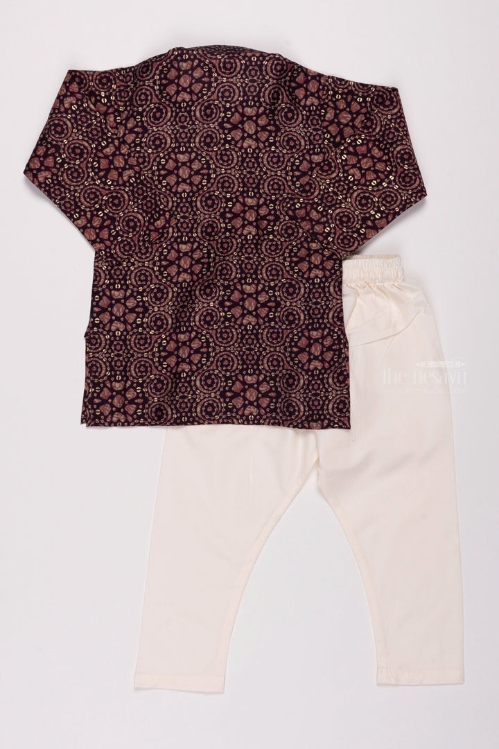 The Nesavu Boys Kurtha Set Purple Perfection: Dazzling Foil Printed Kurta with Tailored Pant Set for Boys Nesavu Boys Kurta with Pant Set | Latest Traditional Indian Clothing | The Nesavu