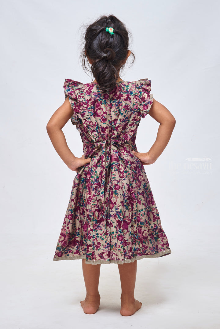 The Nesavu Girls Cotton Frock Purple Sequin Grace: Cotton Frock For Kids Girls with Paisley Prints Nesavu Cotton Frock Online Shopping | Cotton Frock Simple | the Nesavu