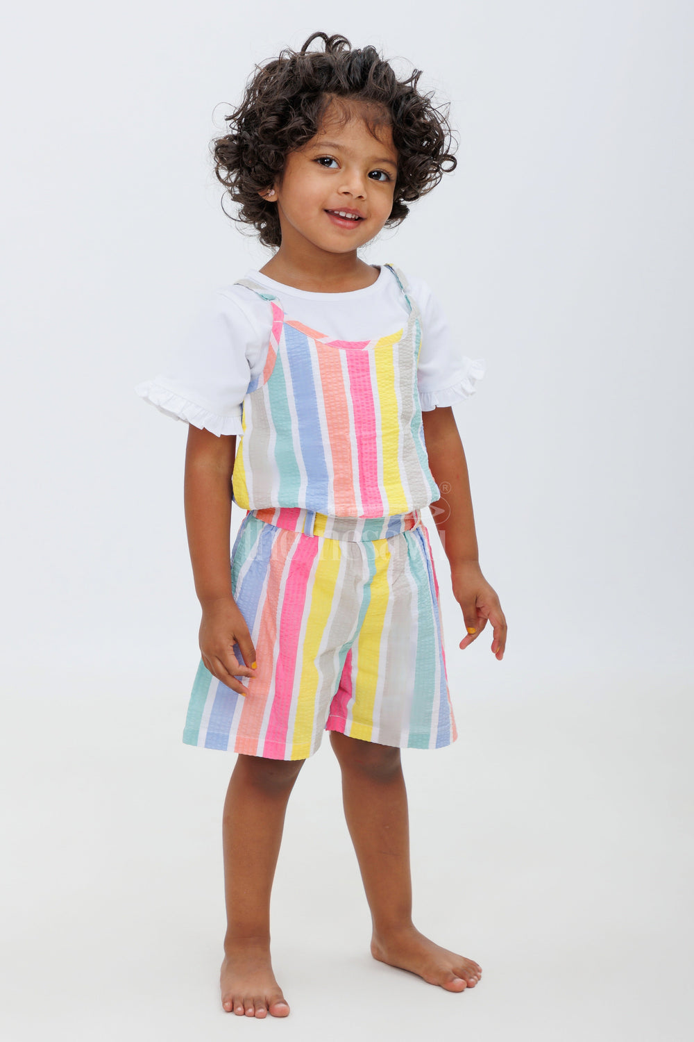 The Nesavu Baby Fancy Frock Rainbow Multicolor Baby Dress Set for Girls Nesavu 14 (6M) / multicolor BFJ601B-14 Rainbow Multicolor Baby Dress Set for Girls - Nesavu