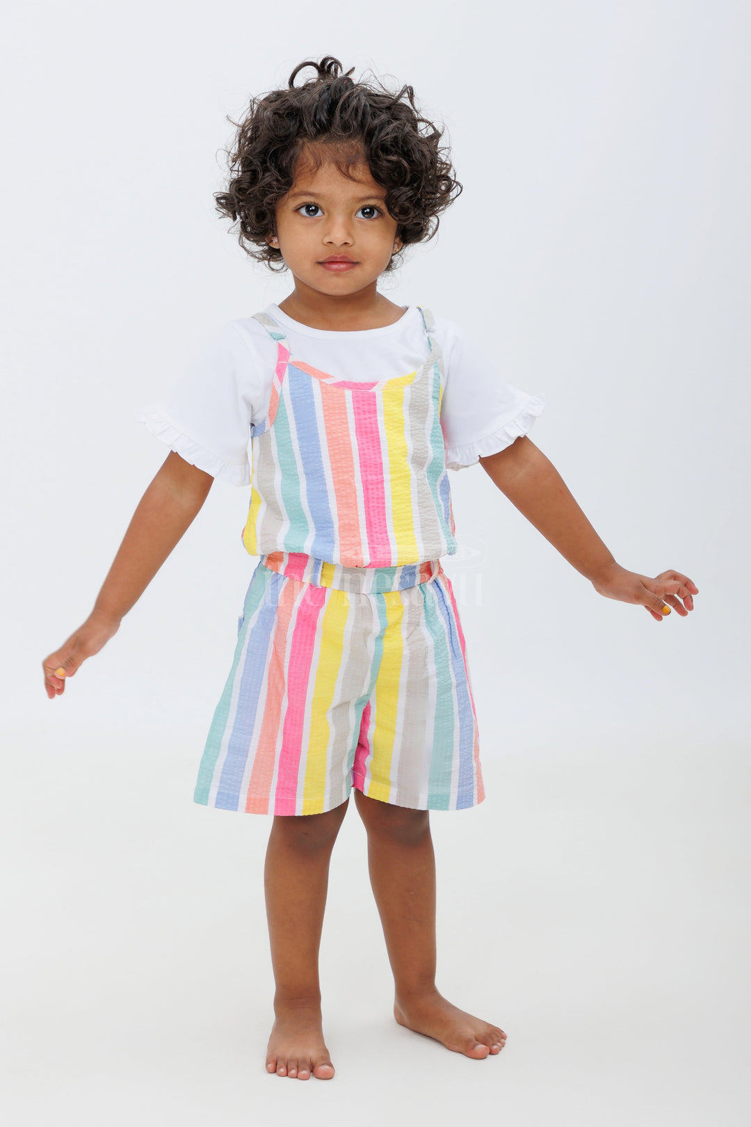The Nesavu Baby Fancy Frock Rainbow Multicolor Baby Dress Set for Girls Nesavu Rainbow Multicolor Baby Dress Set for Girls - Nesavu