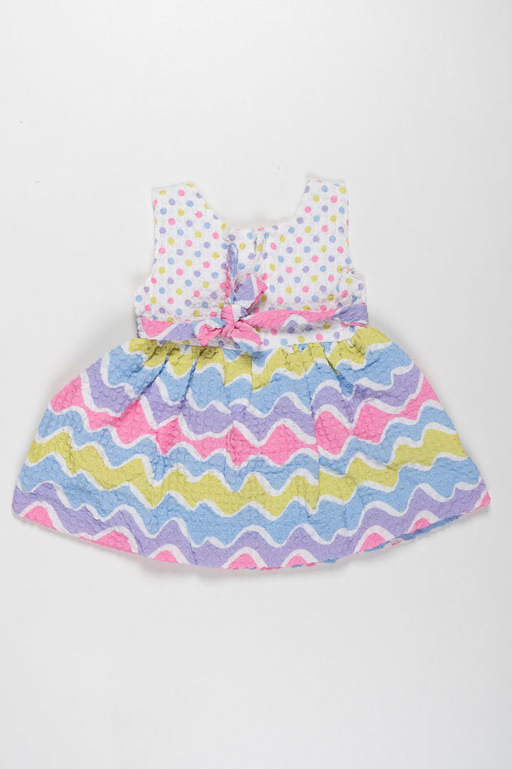 The Nesavu Baby Fancy Frock Rainbow Ripple Baby Frock with Polka Dots - Summer Splash Collection Nesavu Chic Rainbow Polka Dot Dress for Infants | Vibrant Newborn Summer Outfits | The Nesavu