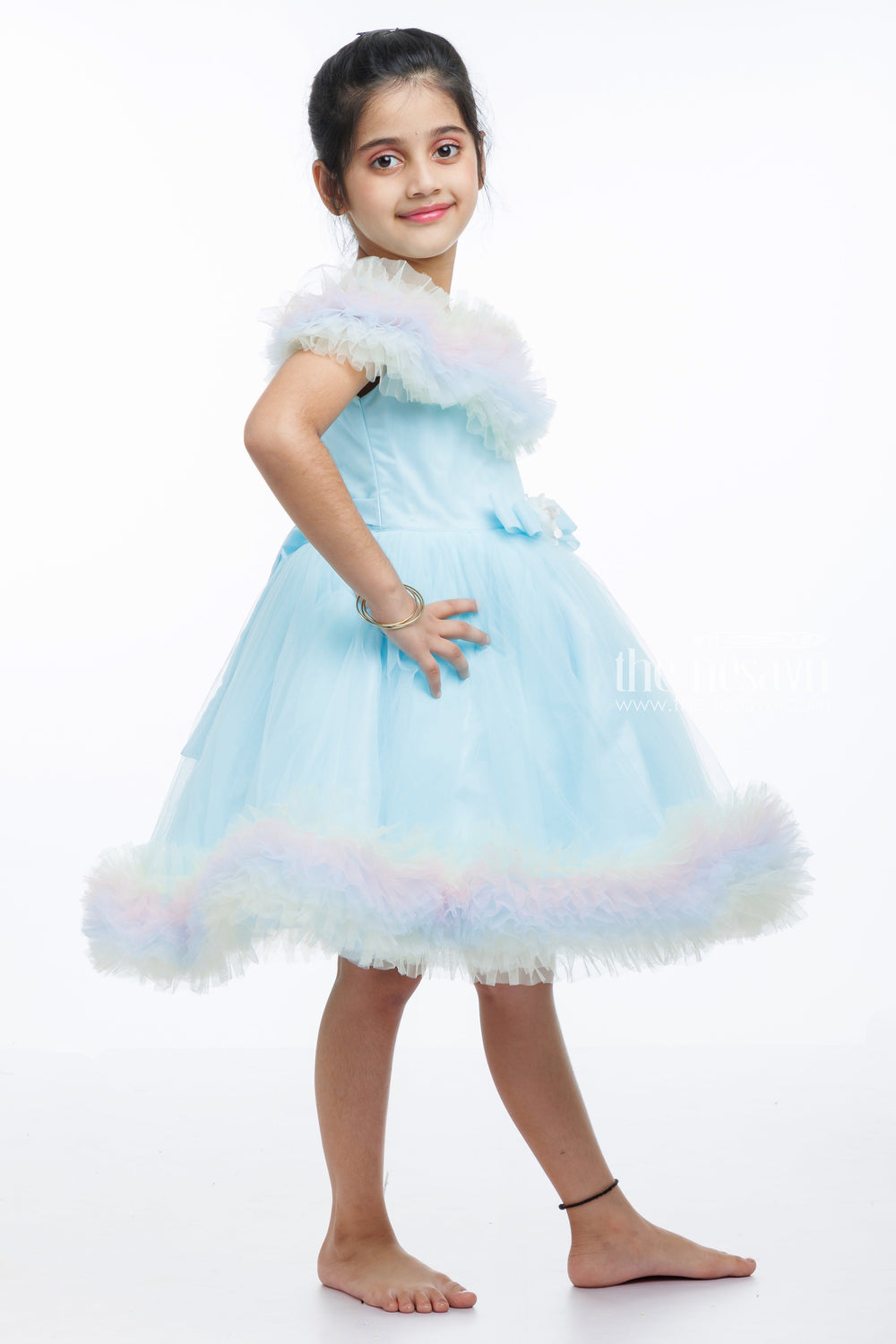 The Nesavu Girls Tutu Frock Rainbow Tulle Princess Party Frock: A Whirl of Color for Your Little Girl Nesavu Shop Luxury Gradient Tulle Party Dress for Girls | Personalized Birthday Princess Frock | The Nesavu