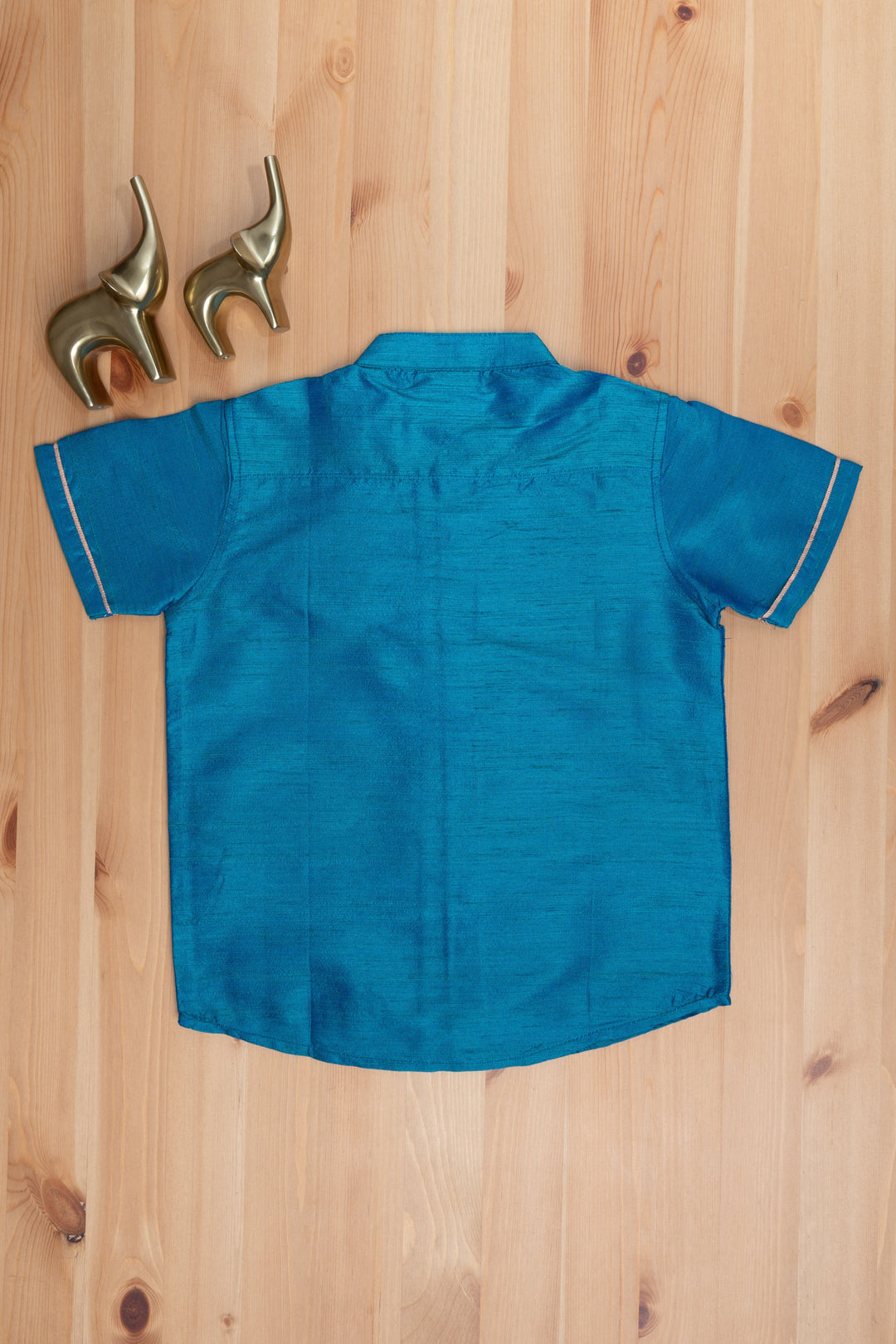 The Nesavu Boys Silk Shirt Rama Turquoise Tranquility Boys Pattu Zari Shirt Nesavu "The Nesavu's Mini Maharaja Collection: Boys' Shirts for Newborns to 6-Year-Olds"