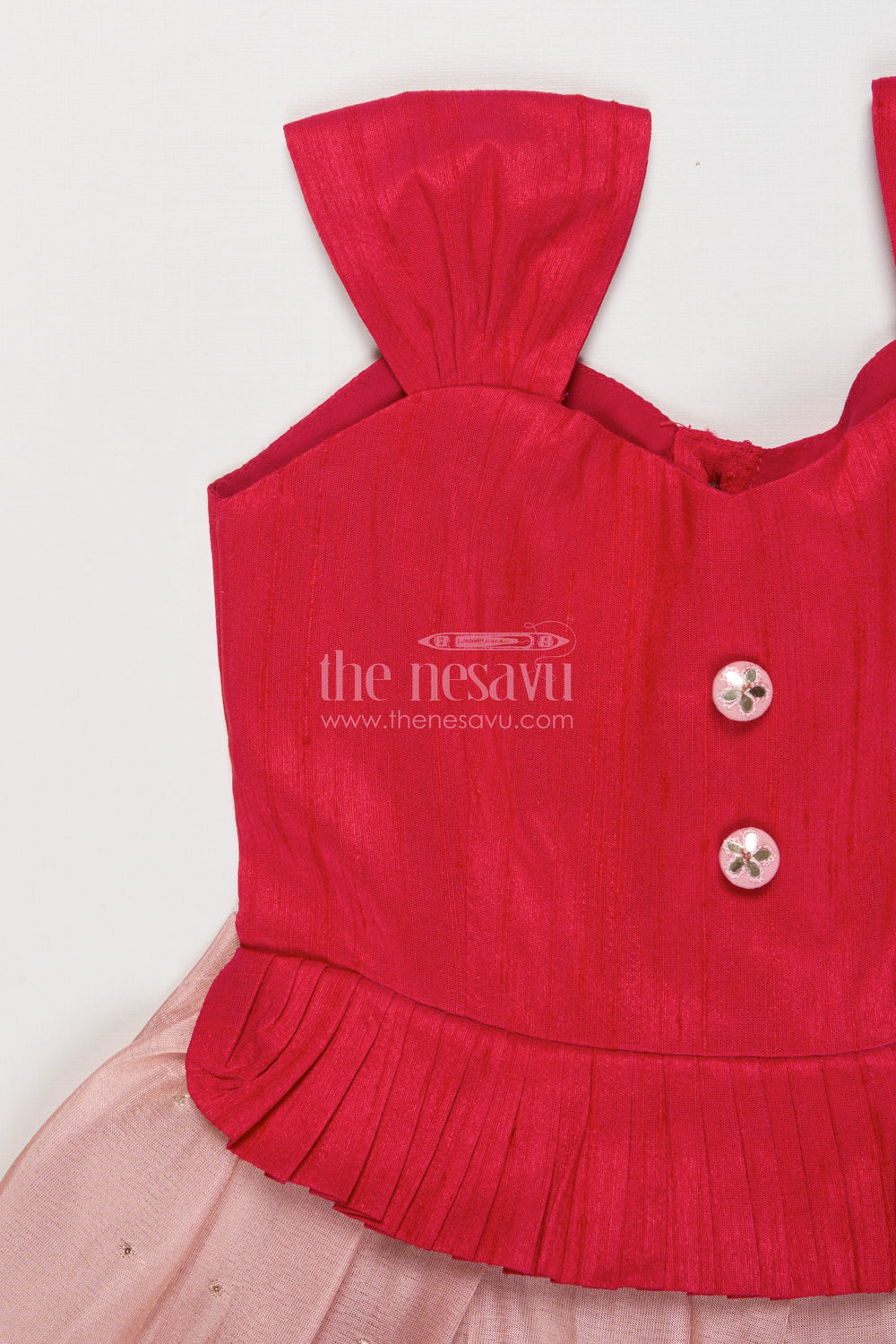 The Nesavu Silk Frock Raw Silk Yoke Frock for Baby Girls for Weddings and Milestone Events Nesavu Nesavu baby girl raw silk yoke frock with semi banaras skirt for weddings and family celebrations