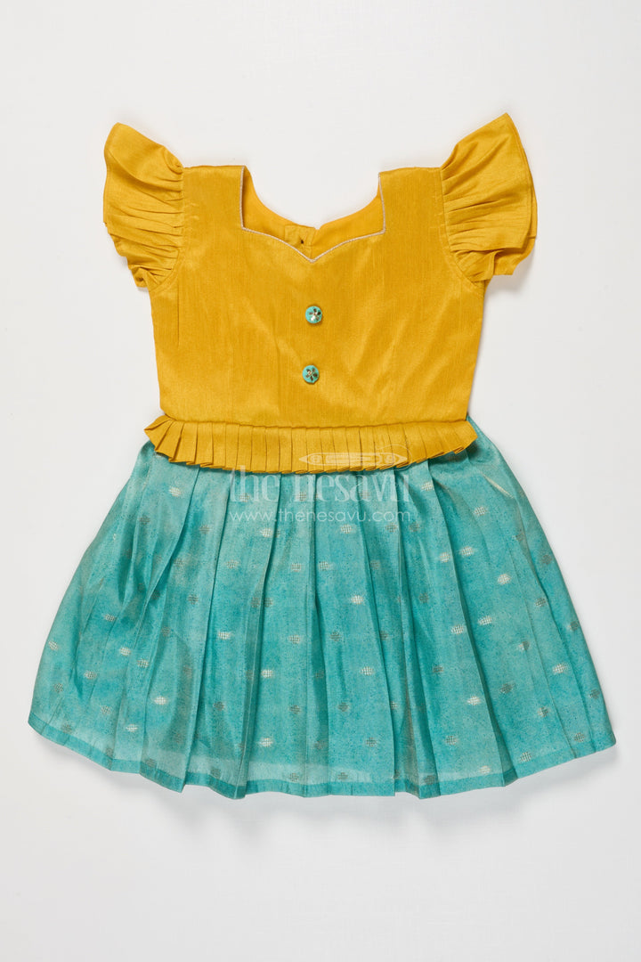 The Nesavu Silk Frock Raw Silk Yoke Silk Frock for Baby Girl for Weddings and Poojas Nesavu 18 (2Y) / Gold SF1093A-18 Nesavu baby girl silk frock with raw silk yoke and zari skirt for poojas and festive functions