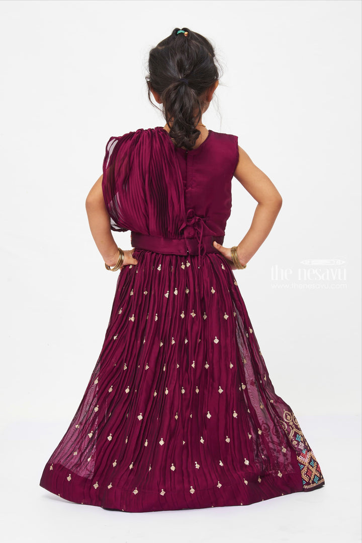 The Nesavu Girls Lehenga Choli Regal Purple Festive Lehenga Choli for Girls with Embroidered Detail Nesavu Festive Lehenga Choli | Ethnic Celebration Wear | The Nesavu