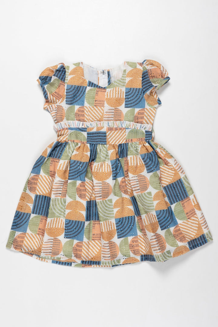 The Nesavu Girls Cotton Frock Retro Chic Girls Geometric Cotton Dress - A Summer Wardrobe Essential Nesavu Discover Girls Geometric Print Summer Dresses | Casual Elegance | The Nesavu