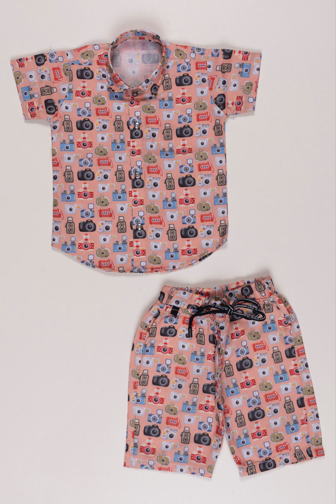 The Nesavu Boys Casual Set Retro Vibes Boys Printed Shirt and Shorts Set: Classic Comfort for Everyday Nesavu 16 (1Y) / Orange BCS004A-16 Trendy Boys Printed Shirt and Shorts Set | Casual Kids Wear | The Nesavu