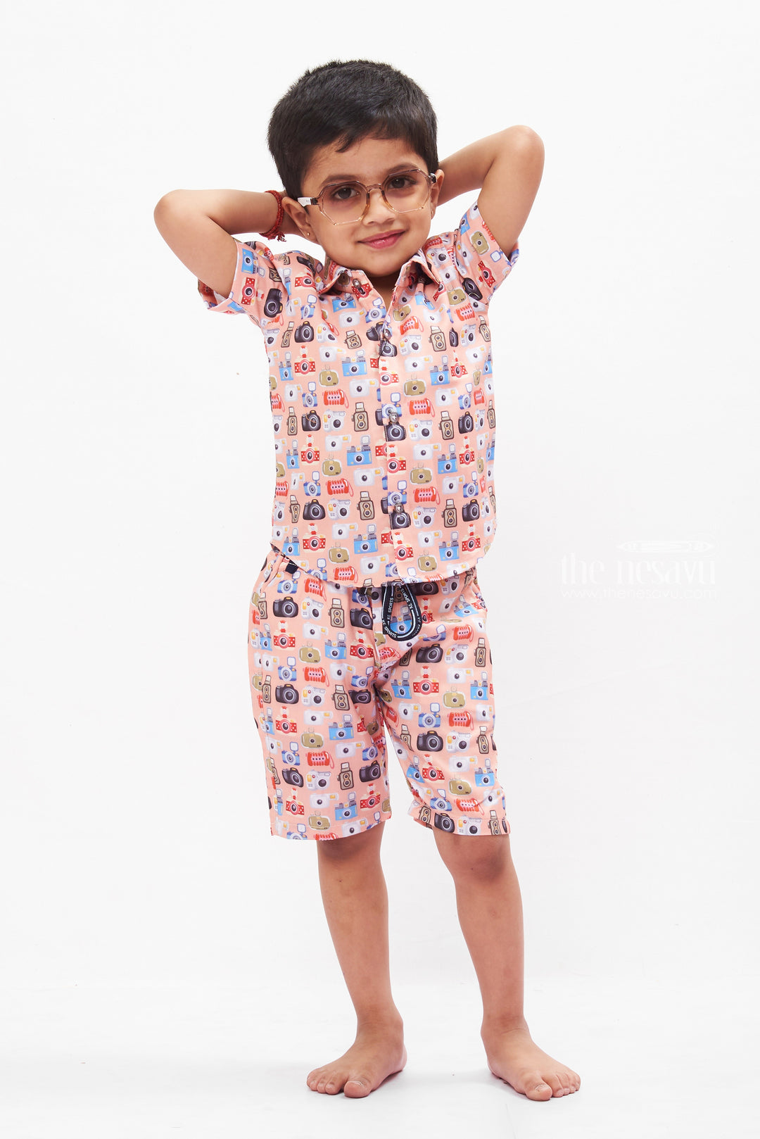 The Nesavu Boys Casual Set Retro Vibes Boys Printed Shirt and Shorts Set: Classic Comfort for Everyday Nesavu 16 (1Y) / Orange BCS004A-16 Trendy Boys Printed Shirt and Shorts Set | Casual Kids Wear | The Nesavu