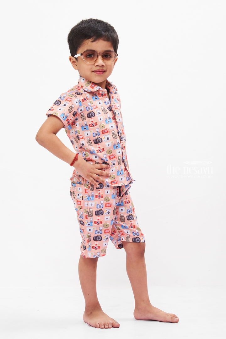 The Nesavu Boys Casual Set Retro Vibes Boys Printed Shirt and Shorts Set: Classic Comfort for Everyday Nesavu Trendy Boys Printed Shirt and Shorts Set | Casual Kids Wear | The Nesavu