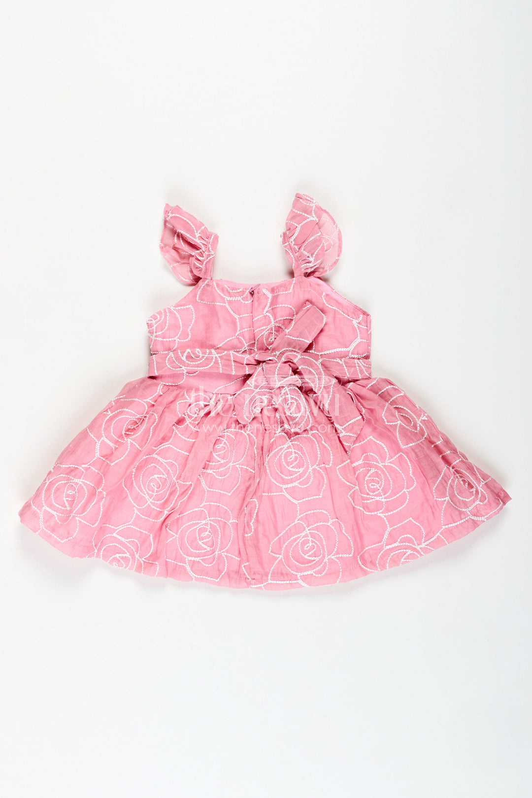 The Nesavu Baby Cotton Frocks Rose Pink Baby Girl Cotton Frock with Embroidery & Floral Details Nesavu Nesavu Embroidered Cotton Frock Baby Girls Rose Pink Party Dress Floral Detailing
