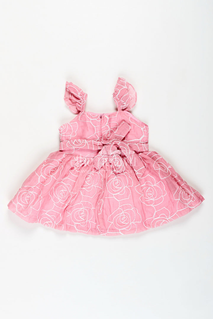 The Nesavu Baby Cotton Frocks Rose Pink Baby Girl Cotton Frock with Embroidery & Floral Details Nesavu Nesavu Embroidered Cotton Frock Baby Girls Rose Pink Party Dress Floral Detailing