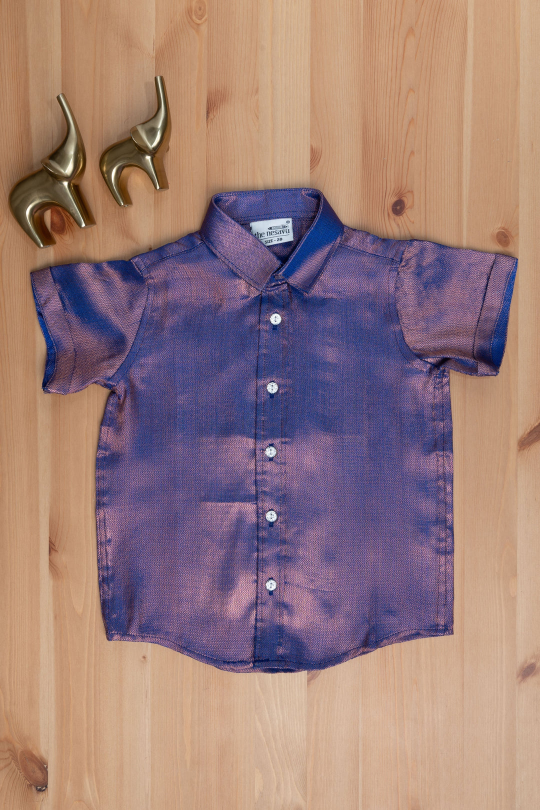 The Nesavu Boys Silk Shirt Royal Blue Banarasi Brilliance Zari Silk Boys Pattu Shirt Nesavu 14 (6M) / Blue / Silk BS022-14 "Affordable Boys' Shirts in Rich Colors - The Nesavu's Mini Maharaja Collection"