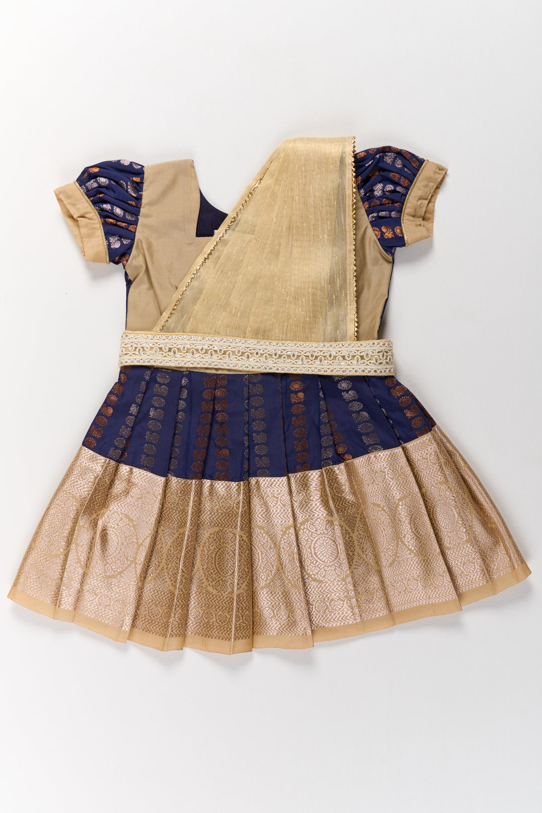 The Nesavu Girls Kanchi Silk Frock Royal Purple and Gold Pattu Pavadai Sattai for Girls with Zari Embellishments Nesavu 16 (1Y) / Purple / Style 3 SF843JC-16 Nesavu Royal Purple Gold Pattu Pavadai Sattai Girls Zari Embellishments