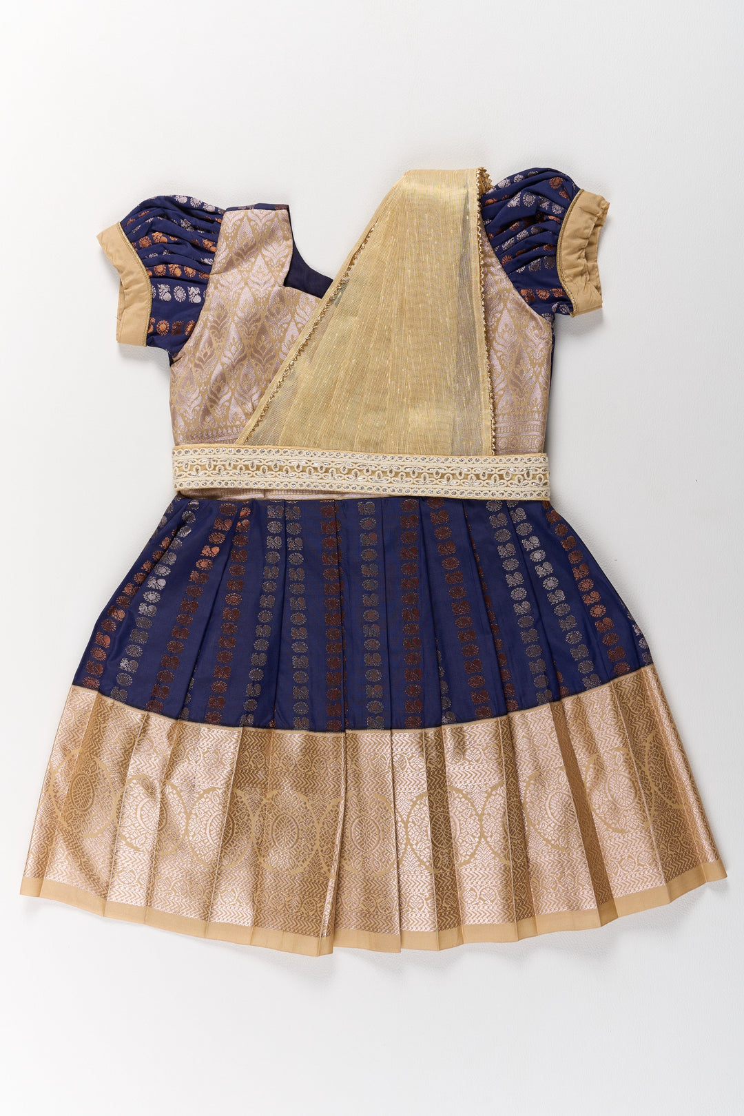 The Nesavu Girls Kanchi Silk Frock Royal Purple and Gold Pattu Pavadai Sattai for Girls with Zari Embellishments Nesavu 20 (3Y) / Purple / Style 2 SF843JB-20 Nesavu Royal Purple Gold Pattu Pavadai Sattai Girls Zari Embellishments