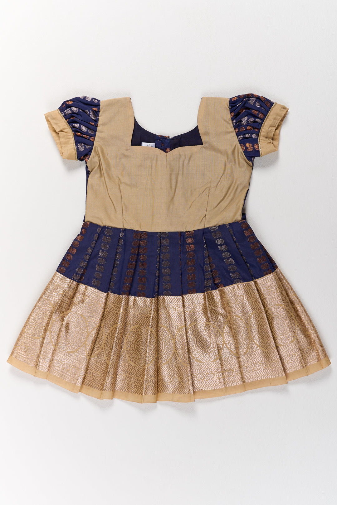 The Nesavu Girls Kanchi Silk Frock Royal Purple and Gold Pattu Pavadai Sattai for Girls with Zari Embellishments Nesavu Nesavu Royal Purple Gold Pattu Pavadai Sattai Girls Zari Embellishments