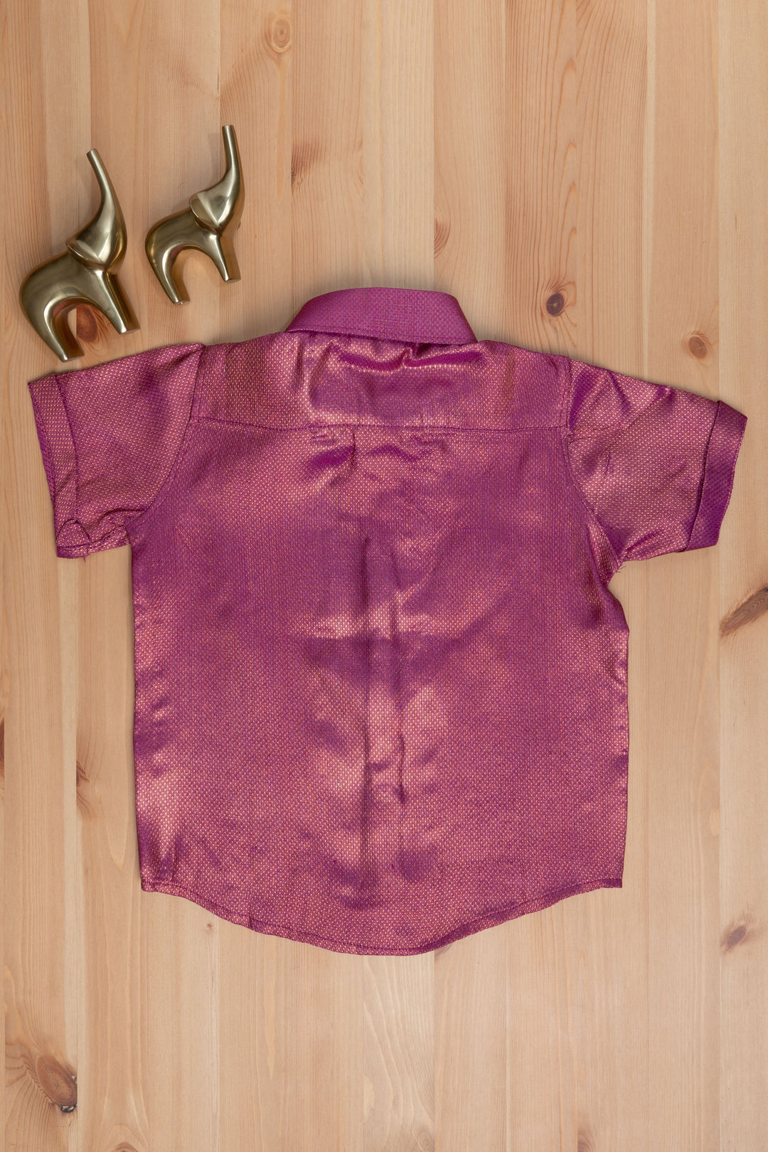 The Nesavu Boys Silk Shirt Royal Radiance Regal Magenta Boys Pattu Shirt Nesavu "Celebrate Tradition with The Nesavu's Mini Maharaja Boys' Collection"