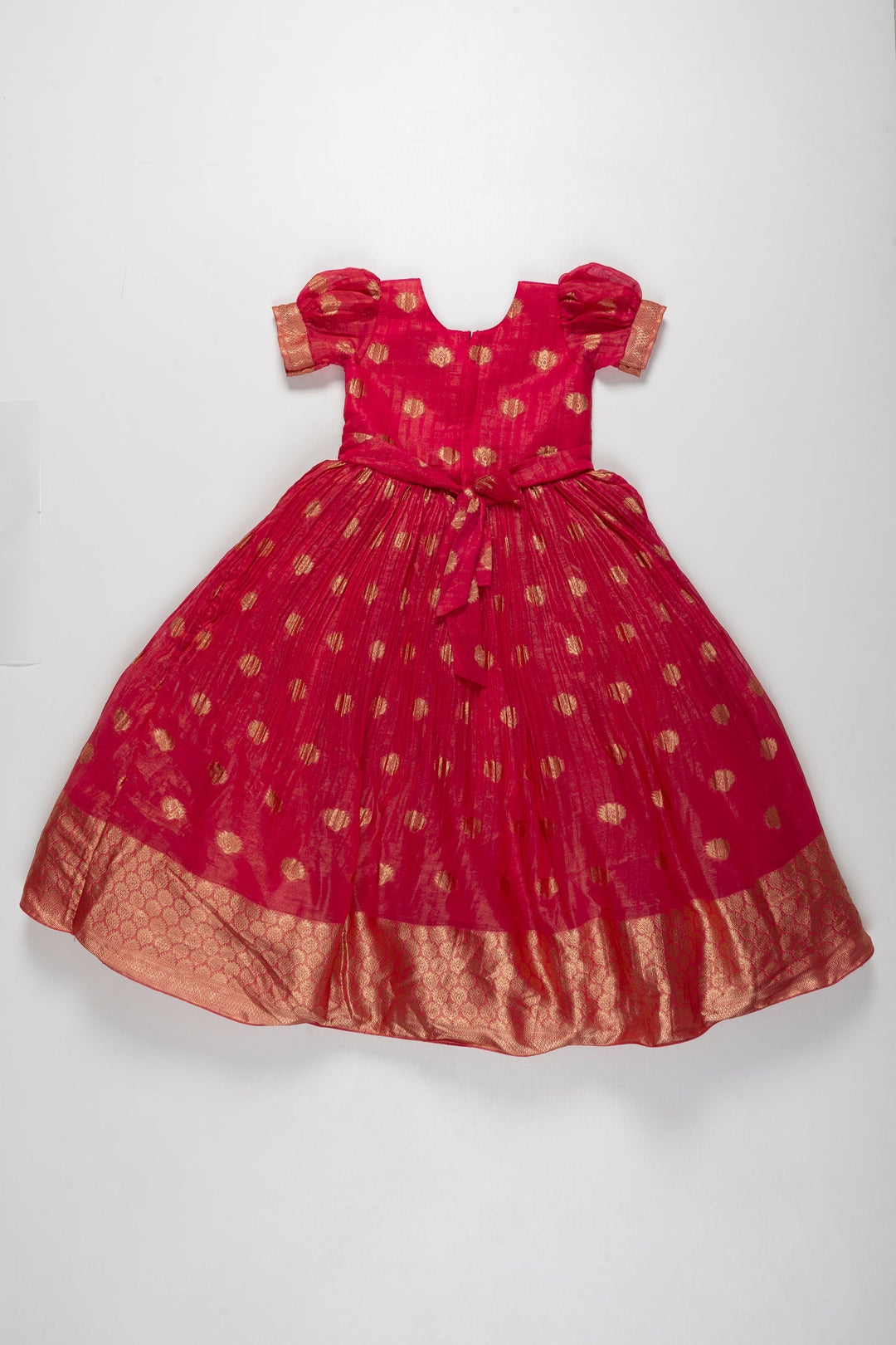 The Nesavu Girls Silk Gown Ruby Radiance: Festive Anarkali Gown for Girls Nesavu Girls Pink Silk Anarkali Gown | Luxurious Festive Wear | The Nesavu